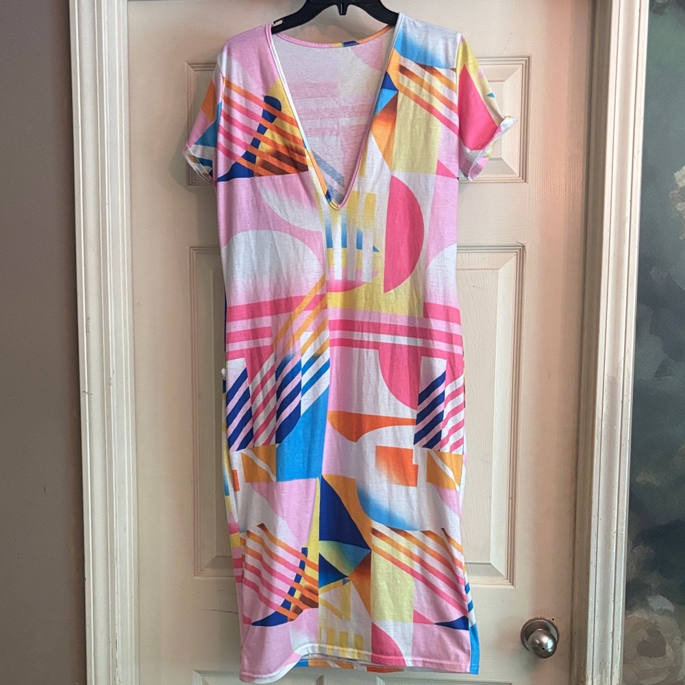 Colorful Geometric Print Dress